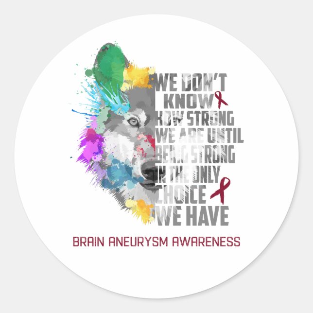 Brain Aneurysm Awareness Ribbon Support Gifts Classic Round Sticker (Front)