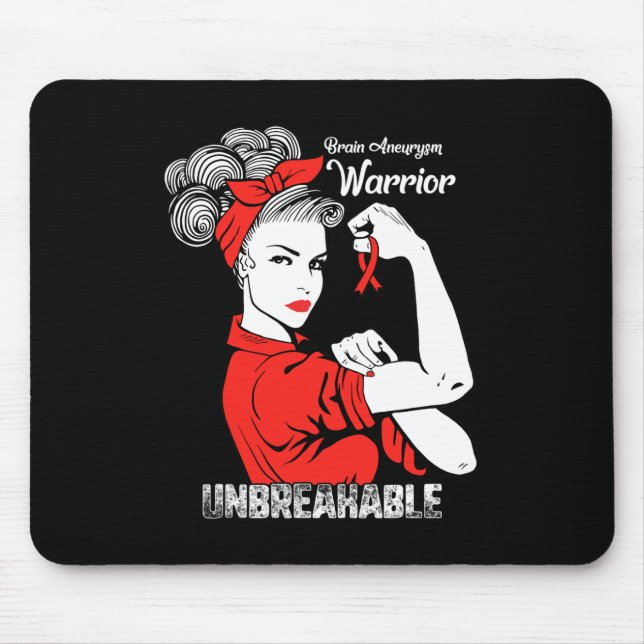 Brain Aneurysm Awareness Strong Unbreakable Women  Mouse Pad (Front)