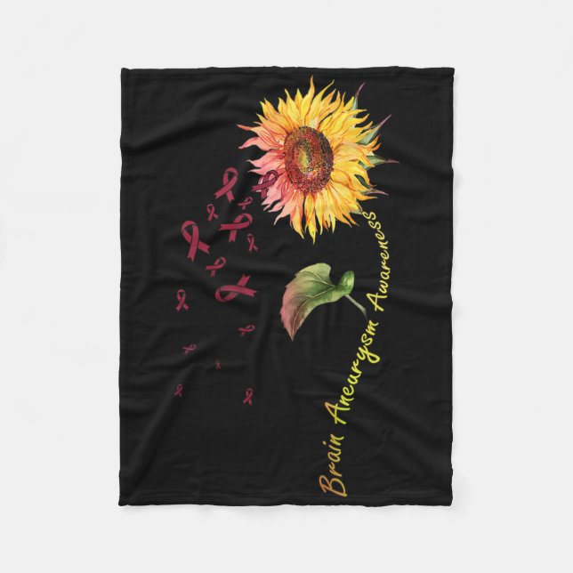 Brain Aneurysm Awareness Sunflower 1  Fleece Blanket (Front)