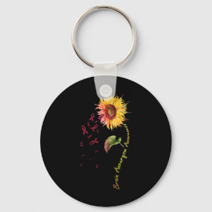 Brain Aneurysm Awareness Sunflower 1 Key Ring