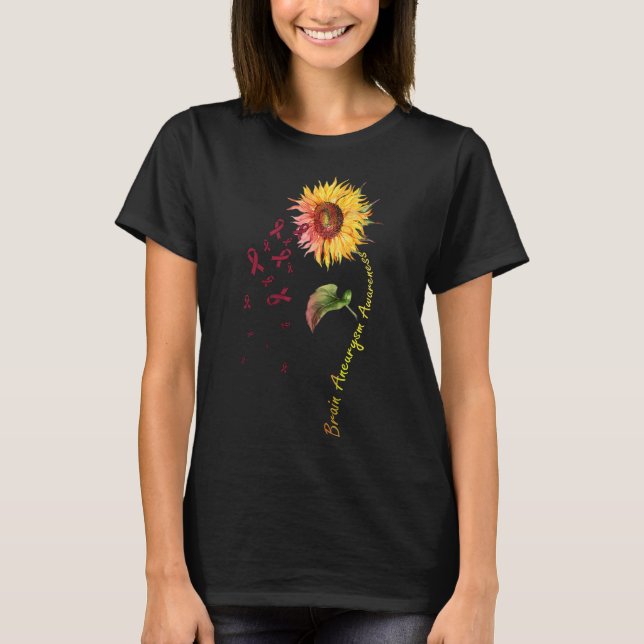 Brain Aneurysm Awareness Sunflower 1  T-Shirt (Front)