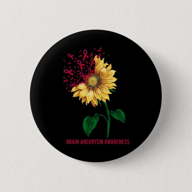 Brain Aneurysm Awareness Sunflower 6 Cm Round Badge (Front)