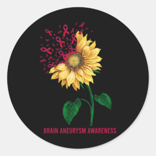 Brain Aneurysm Awareness Sunflower Classic Round Sticker