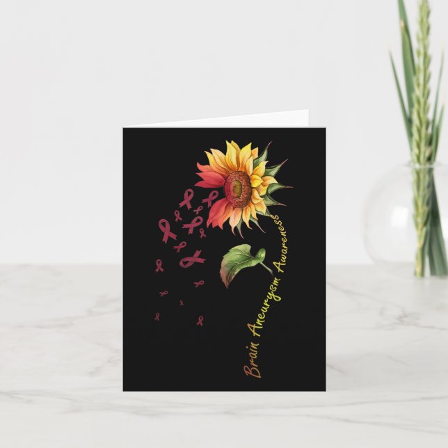 Brain Aneurysm Awareness Sunflower Shirt  Card (Front)
