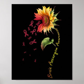 Brain Aneurysm Awareness Sunflower Shirt  Poster