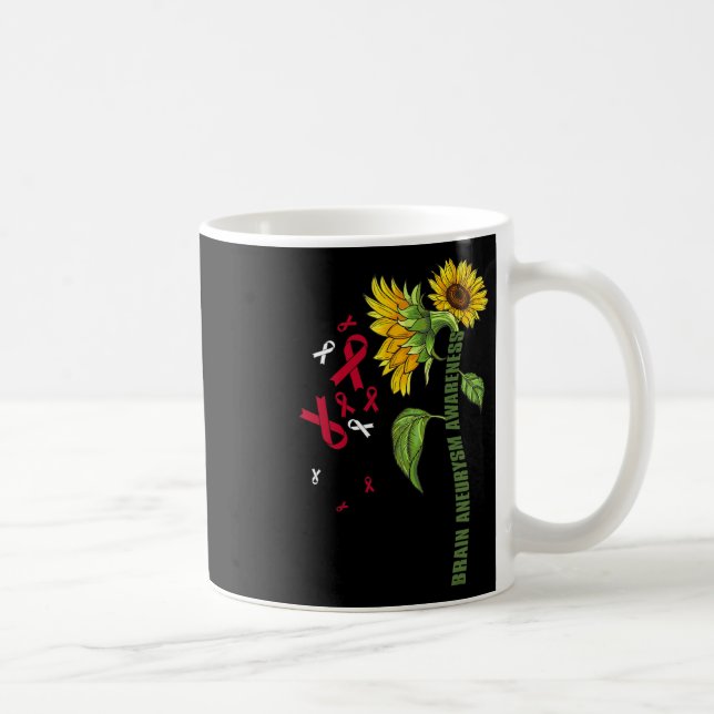 Brain Aneurysm Awareness Sunflower Surgery Support Coffee Mug (Right)