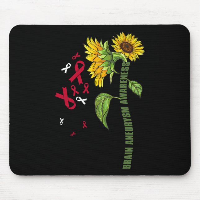 Brain Aneurysm Awareness Sunflower Surgery Support Mouse Pad (Front)