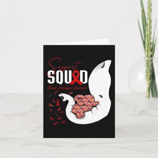 Brain Aneurysm Awareness Support Squad Elephant  Card (Front)