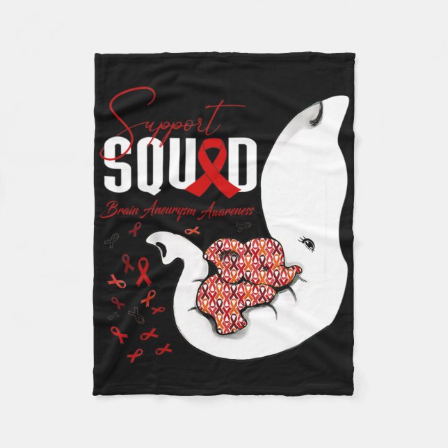 Brain Aneurysm Awareness Support Squad Elephant  Fleece Blanket (Front)