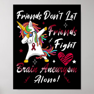 Brain Aneurysm Awareness Unicorn Burgundy Ribbon S Poster