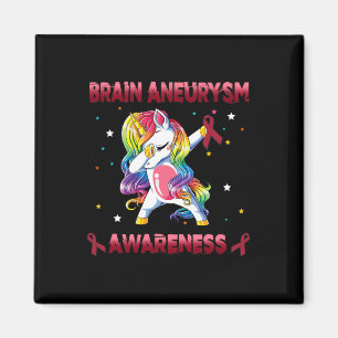 Brain Aneurysm Awareness Unicorn Dabbing Burgundy Magnet