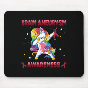 Brain Aneurysm Awareness Unicorn Dabbing Burgundy Mouse Pad