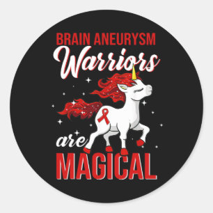 Brain Aneurysm Awareness Warrior Fun Unicorn  Classic Round Sticker