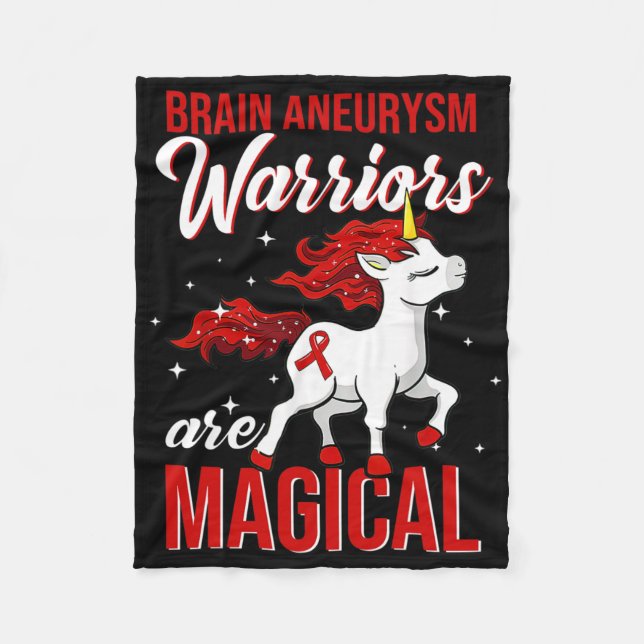 Brain Aneurysm Awareness Warrior Fun Unicorn  Fleece Blanket (Front)