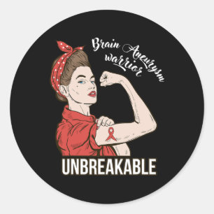 Brain Aneurysm Awareness  Warrior Unbreakable Tee  Classic Round Sticker