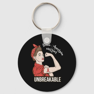 Brain Aneurysm Awareness Warrior Unbreakable Tee Key Ring
