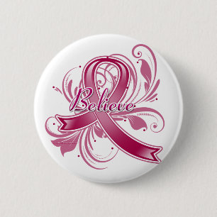 Brain Aneurysm Believe Flourish Ribbon 6 Cm Round Badge