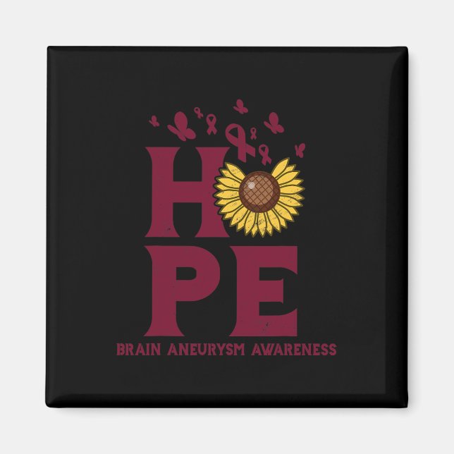 Brain Aneurysm Burgundy Hope Vintage Sunflower Awa Magnet (Front)