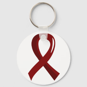 Brain Aneurysm Burgundy Ribbon 3 Key Ring