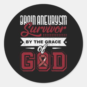 Brain Aneurysm Survivor By Grace Of God Awareness Classic Round Sticker