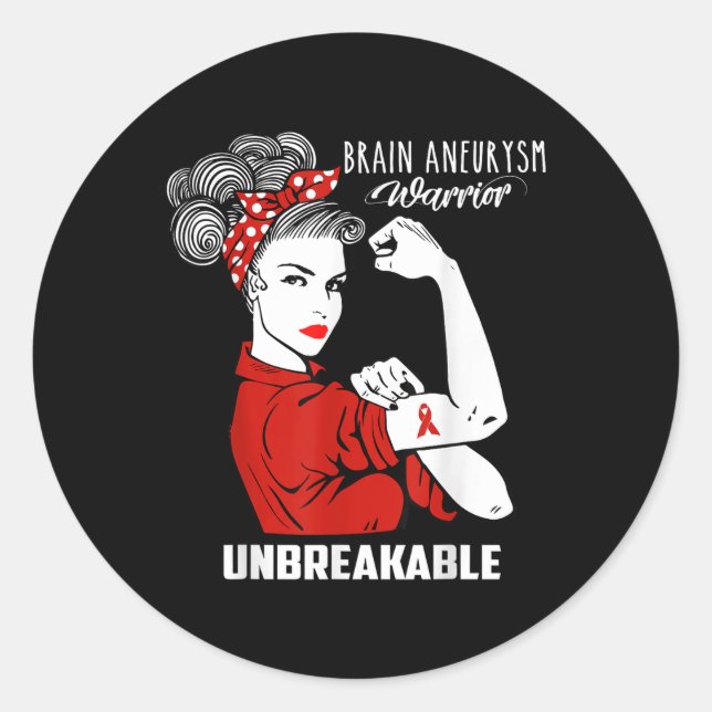Brain Aneurysm Warrior Unbreakable Shirt Awareness Classic Round Sticker (Front)