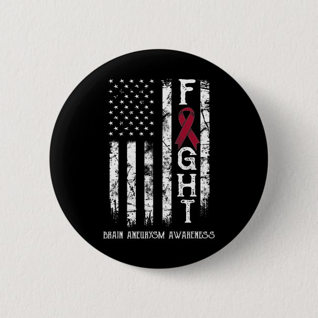 Brain Aneurysm Warrior Us Flag  6 Cm Round Badge (Front)