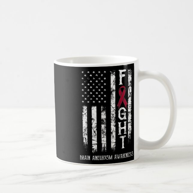 Brain Aneurysm Warrior Us Flag  Coffee Mug (Right)