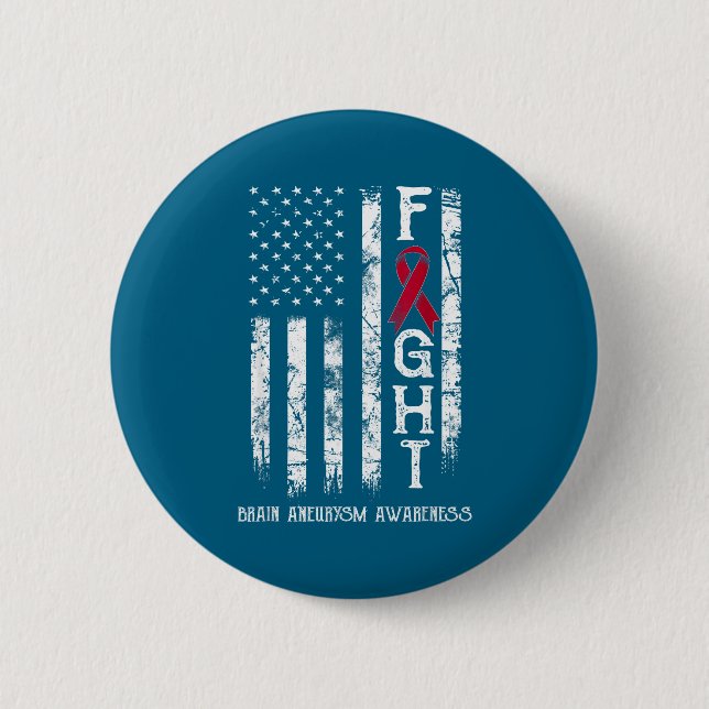 Brain aneurysm warrior us flag Design 6 Cm Round Badge (Front)