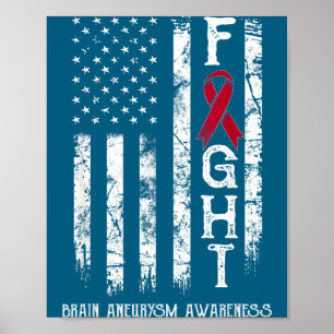 Brain aneurysm warrior us flag Illustration Poster