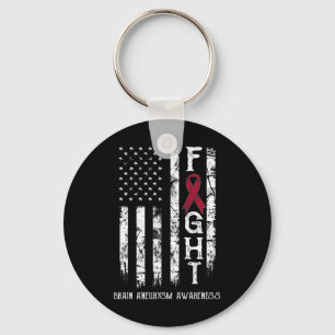Brain Aneurysm Warrior US Flag  Key Ring