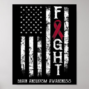 Brain Aneurysm Warrior Us Flag Poster