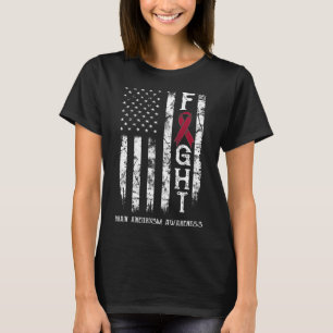 Brain Aneurysm Warrior Us Flag  T-Shirt