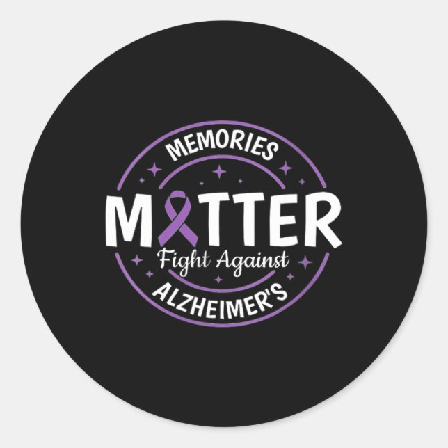 Brain Awareness Memories Problem Purple  Classic Round Sticker (Front)