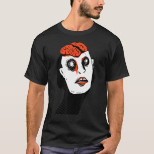 Brain bloody scary creepy zombie T-Shirt