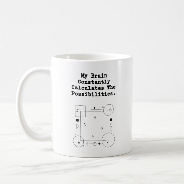 Brain Calculates Possibilities | Math Thinker Coffee Mug (Left)