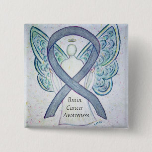 Brain Cancer Angel Awareness Ribbon Pins