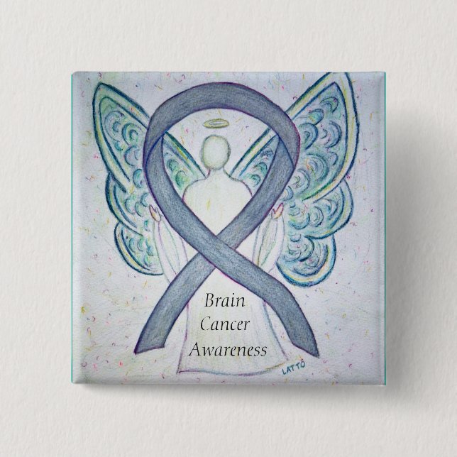 Brain Cancer Angel Awareness Ribbon Pins (Front)