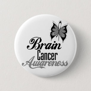 Brain Cancer Awareness Butterfly 6 Cm Round Badge