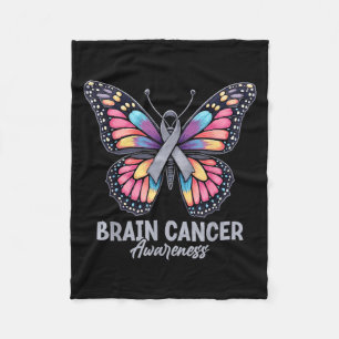 Brain Cancer Awareness Butterfly Ribbon Suprt Fleece Blanket