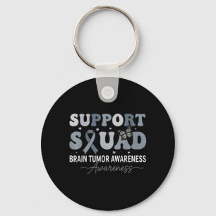 Brain Cancer Awareness Grey Ribbon Support Squad Key Ring