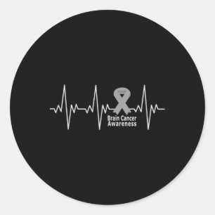 Brain Cancer Awareness Heartbeat World Brain Tumor Classic Round Sticker