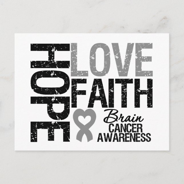 Brain Cancer Awareness Hope Love Faith Postcard (Front)