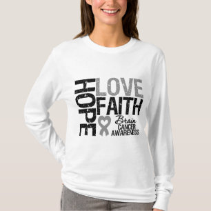 Brain Cancer Awareness Hope Love Faith T-Shirt