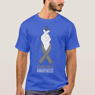 Brain Cancer Awareness Kpop Finger Heart Gift T-Shirt