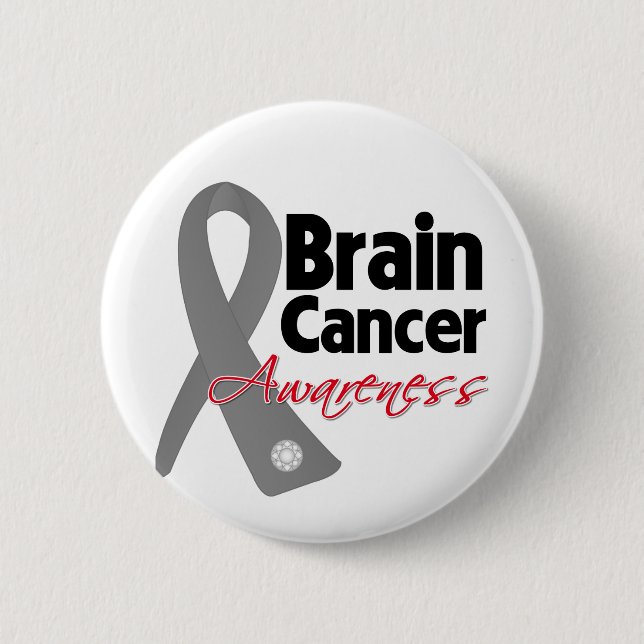 Brain Cancer Awareness Ribbon 6 Cm Round Badge (Front)