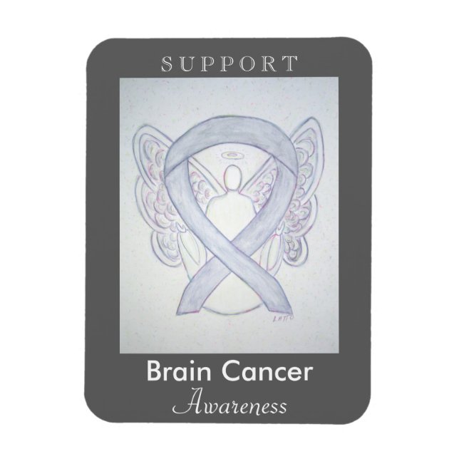Brain Cancer Awareness Ribbon Angel Custom Magnets (Vertical)