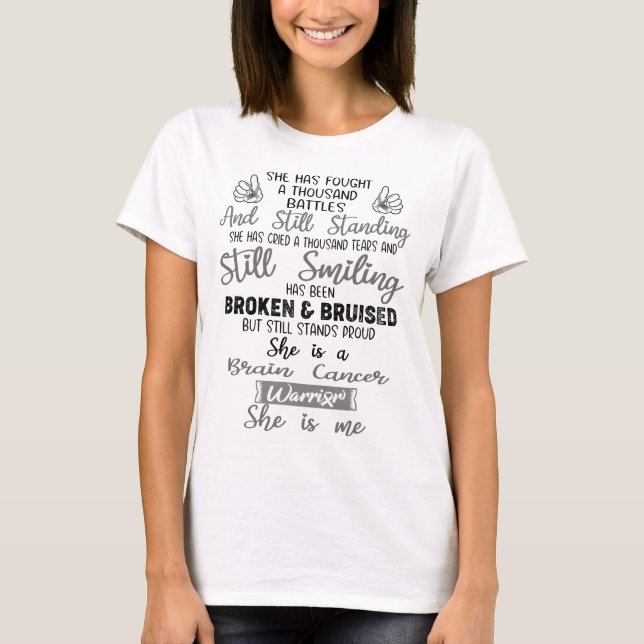 Brain Cancer Awareness Ribbon Support Gifts T-Shirt (Front)