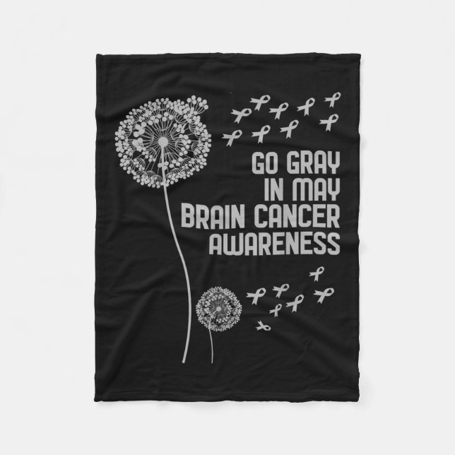 Brain Cancer Awareness Shirt Wear Grey Fight Brain Fleece Blanket (Front)