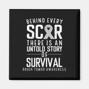 Brain Cancer Awareness Survivor Grey Ribbon Brain Magnet