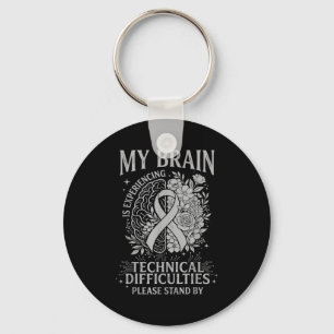 Brain cancer awareness warrior grey strong warrior key ring